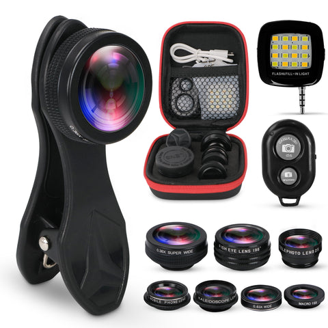 ProPic 9 in 1 Cell Phone Camera Lens Kit - Lenses for iPhone & Android