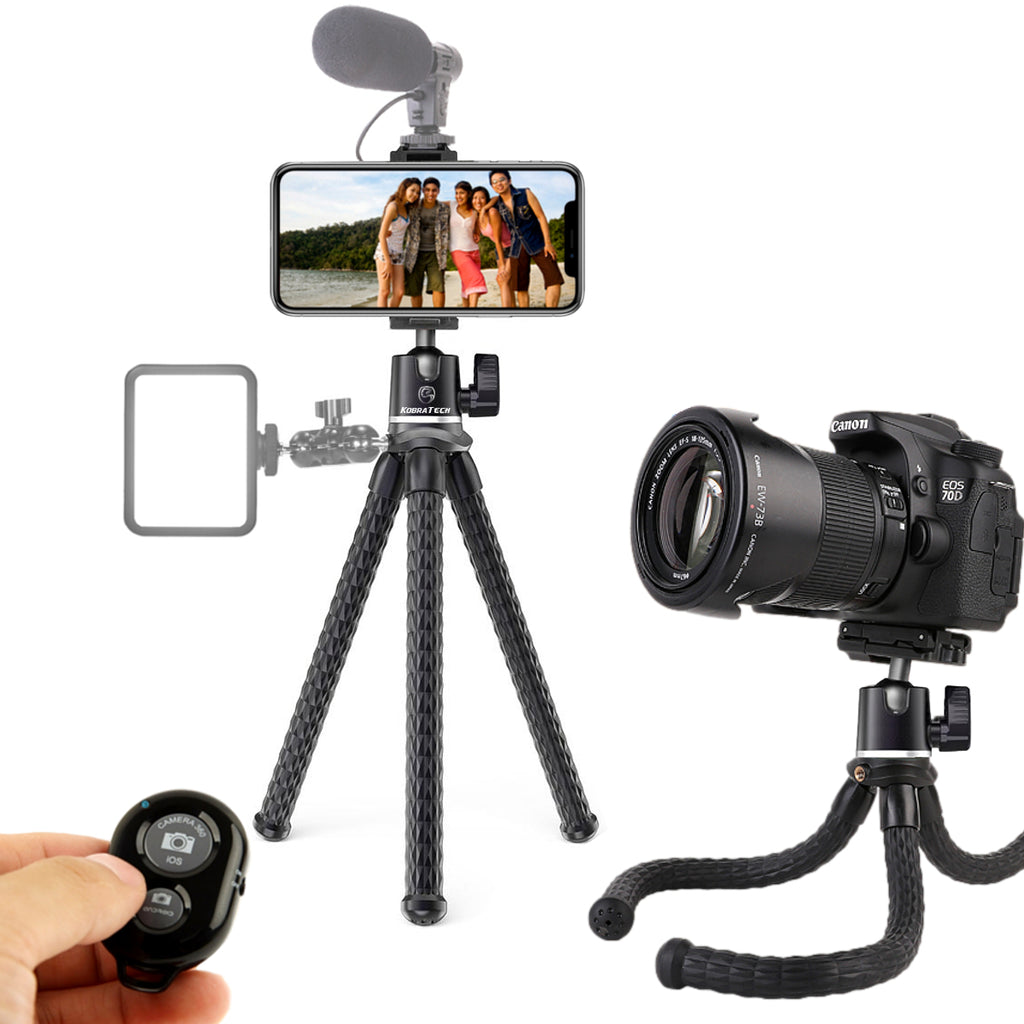 kobratech triflex pro flexible tripod for phone and camera with bluetooth remote shutter