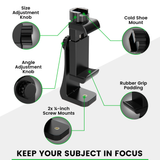 KobraTech UniMount 360 Pro Trépied de téléphone en métal robuste avec déclencheur à distance Bluetooth KobraTech UniMount 360 Pro Trépied de téléphone en métal robuste avec déclencheur à distance Bluetooth